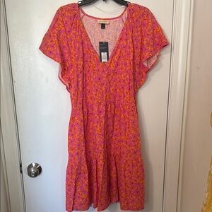 Universal Thread Pink and Orange Floral Dress Size XXL NWT